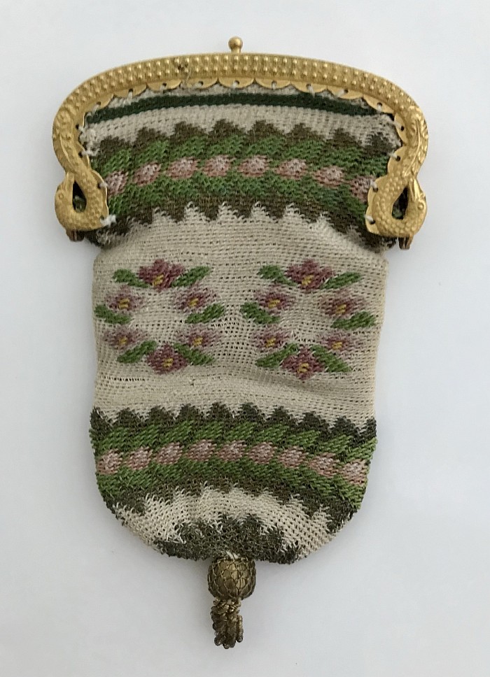 Regency coin purse with silk & metal threads