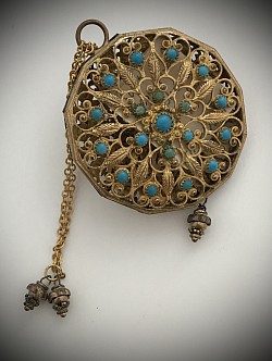 gilt coin purse ‘Louis d Or’ France 1830 with turquoise