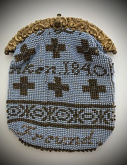 dated 1840 beaded coin purse with pinchbeck frame