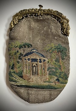 Georgian petit point on metal mesh coin purse