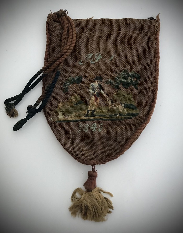 Embroidered 1840’s small reticule (draw string)