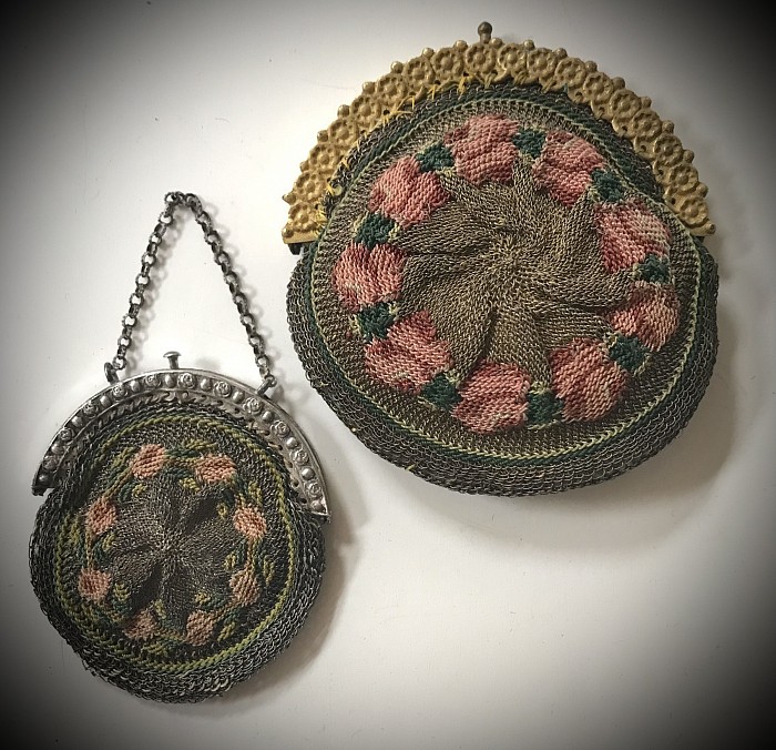 Georgian coin purses with metal wire & silk embroidery